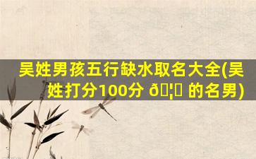 吴姓男孩五行缺水取名大全(吴姓打分100分 🦟 的名男)